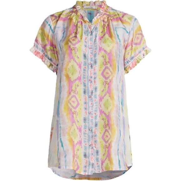 F. Johnny Was Silk 3X Top Multicolor Blouse High Neck NWT $280 - Picture 1 of 8